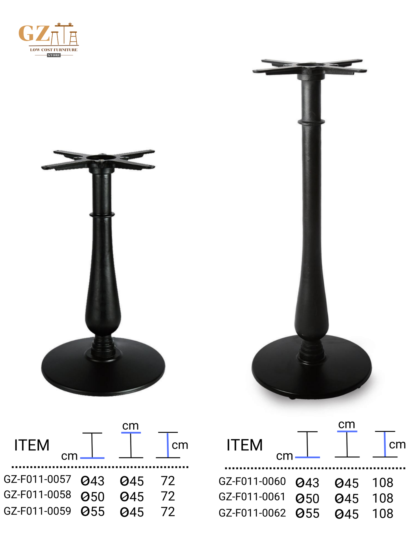 Table Base for Restaurant and Cafes | Commercial Grade